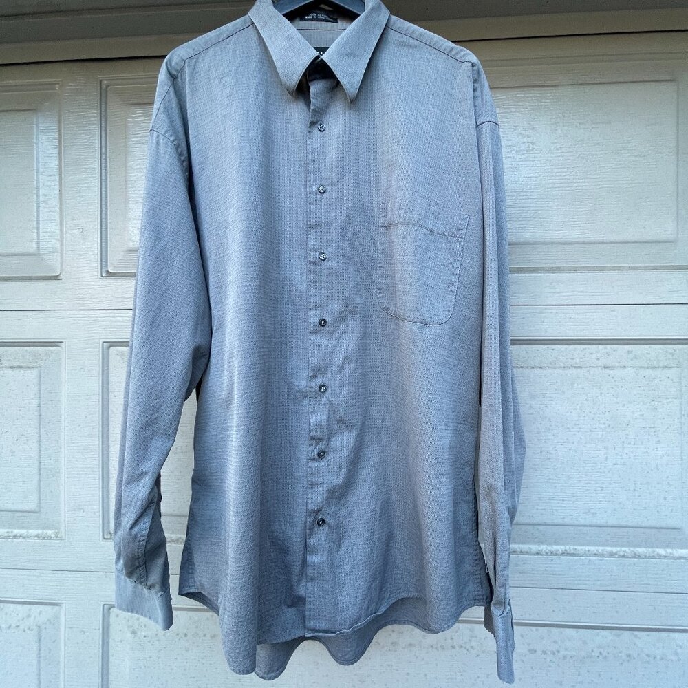Baracuta Men’s XXLT Button Down Shirt Grey Cotton Textured Vintage Big & Tall